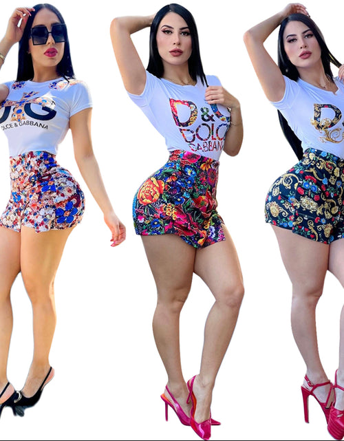 Load image into Gallery viewer, Two-piece pants with floral print Tuta sportiva da da da nana Slim T-shirt
